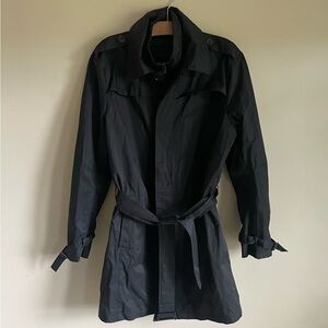 Calvin Klein Rain Coat Trench Belted Water Resistant Black Size Large